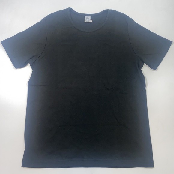 Peruvian Connection Basic Black Scoop Neck Pima Cotton Tee Women's Size Medium - Picture 2 of 6